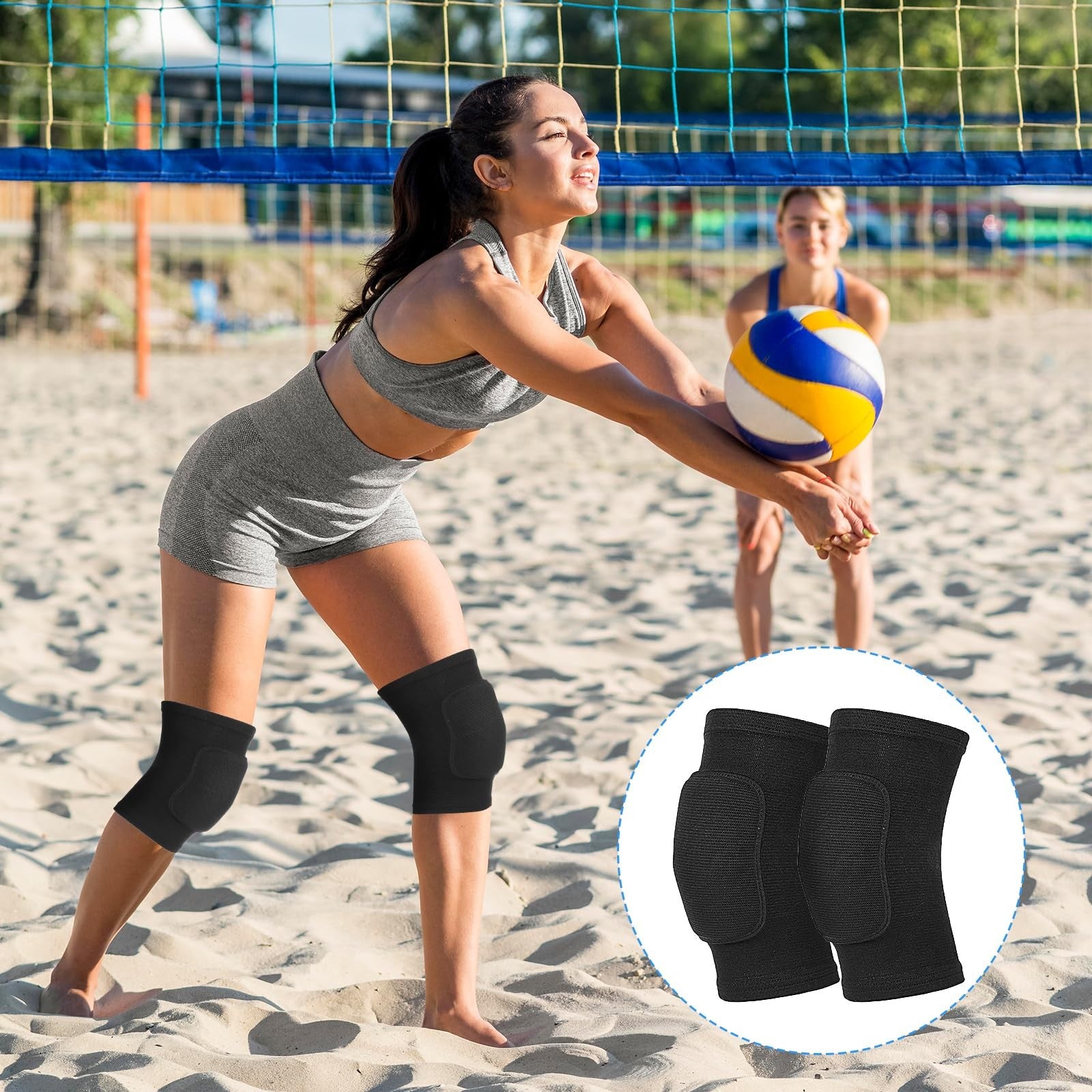 Breathable Knee Pads Elastic Knee Support Sleeves for Volleyball Dancing Yoga