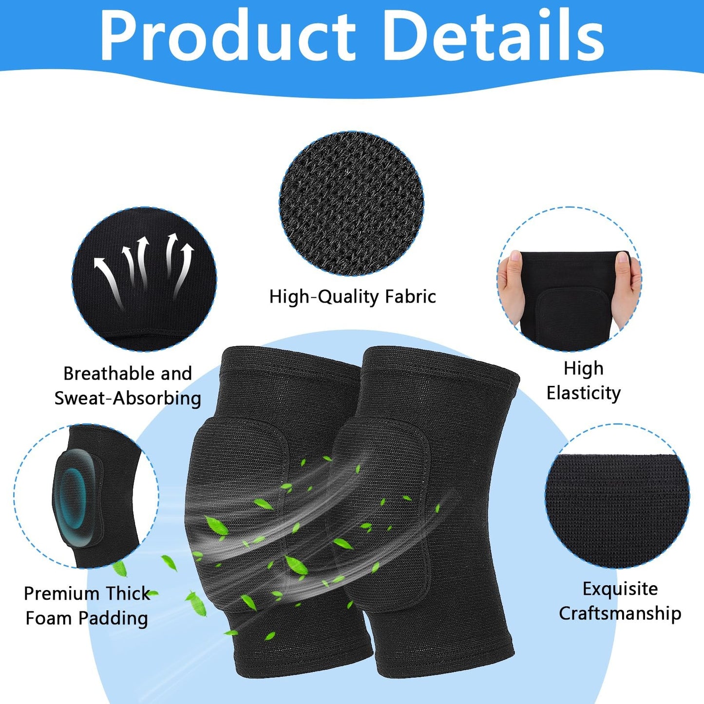 Breathable Knee Pads Elastic Knee Support Sleeves for Volleyball Dancing Yoga