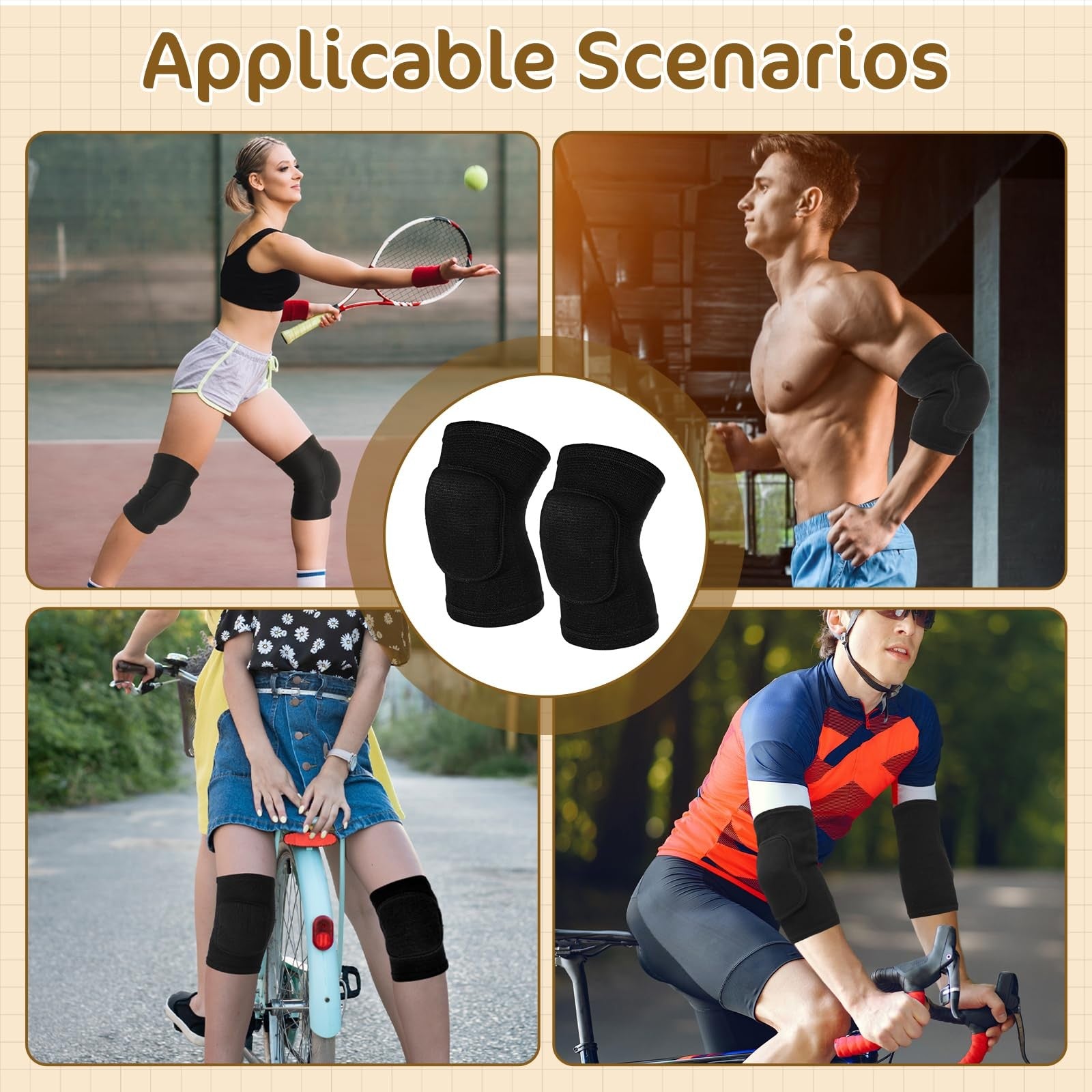 Breathable Knee Pads Elastic Knee Support Sleeves for Volleyball Dancing Yoga