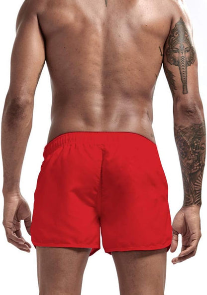 Men'S Gym Workout Shorts, 3" Bodybuilding Running Shorts, 3 Inch Athletic Gym Shorts with Zipper Pockets Red