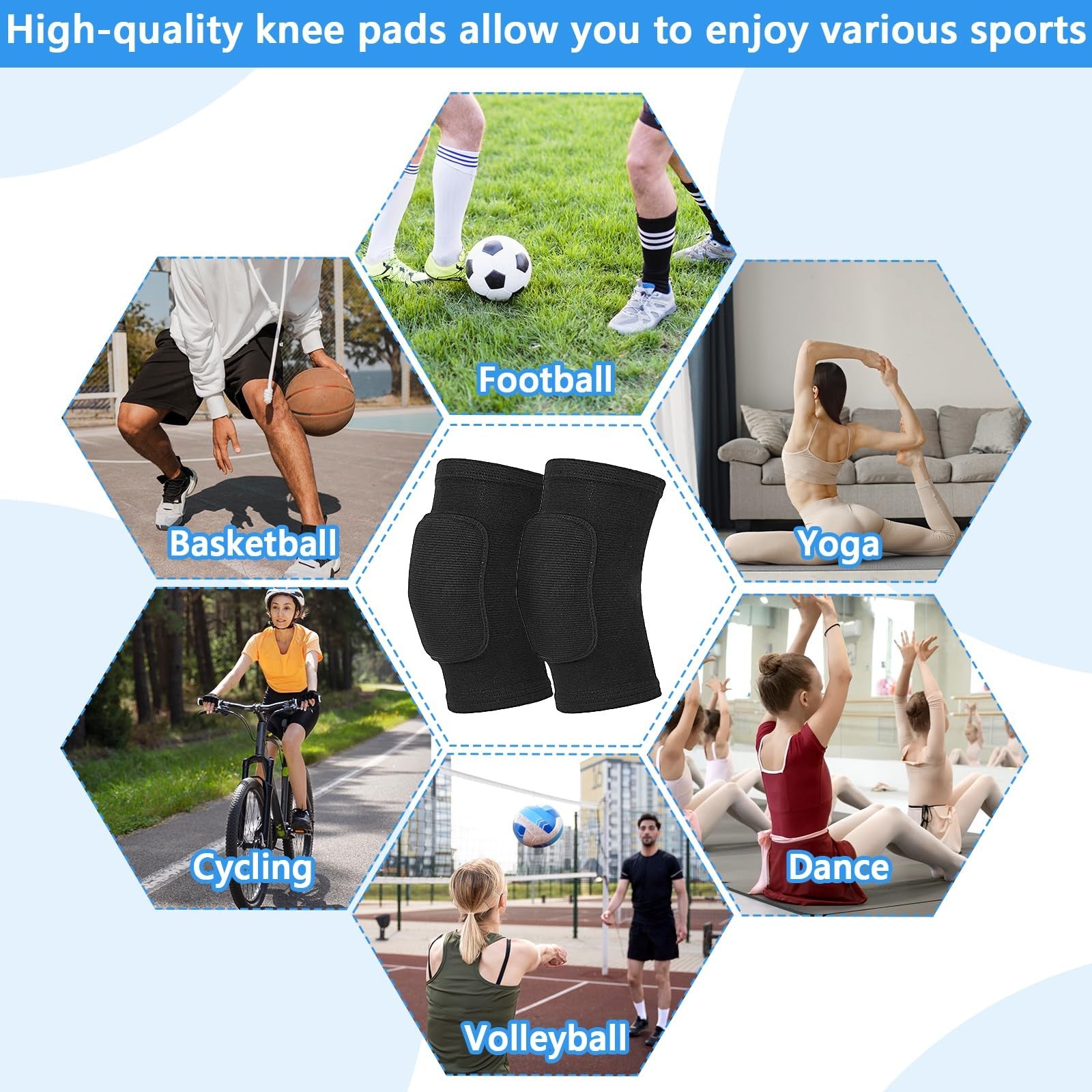 Breathable Knee Pads Elastic Knee Support Sleeves for Volleyball Dancing Yoga