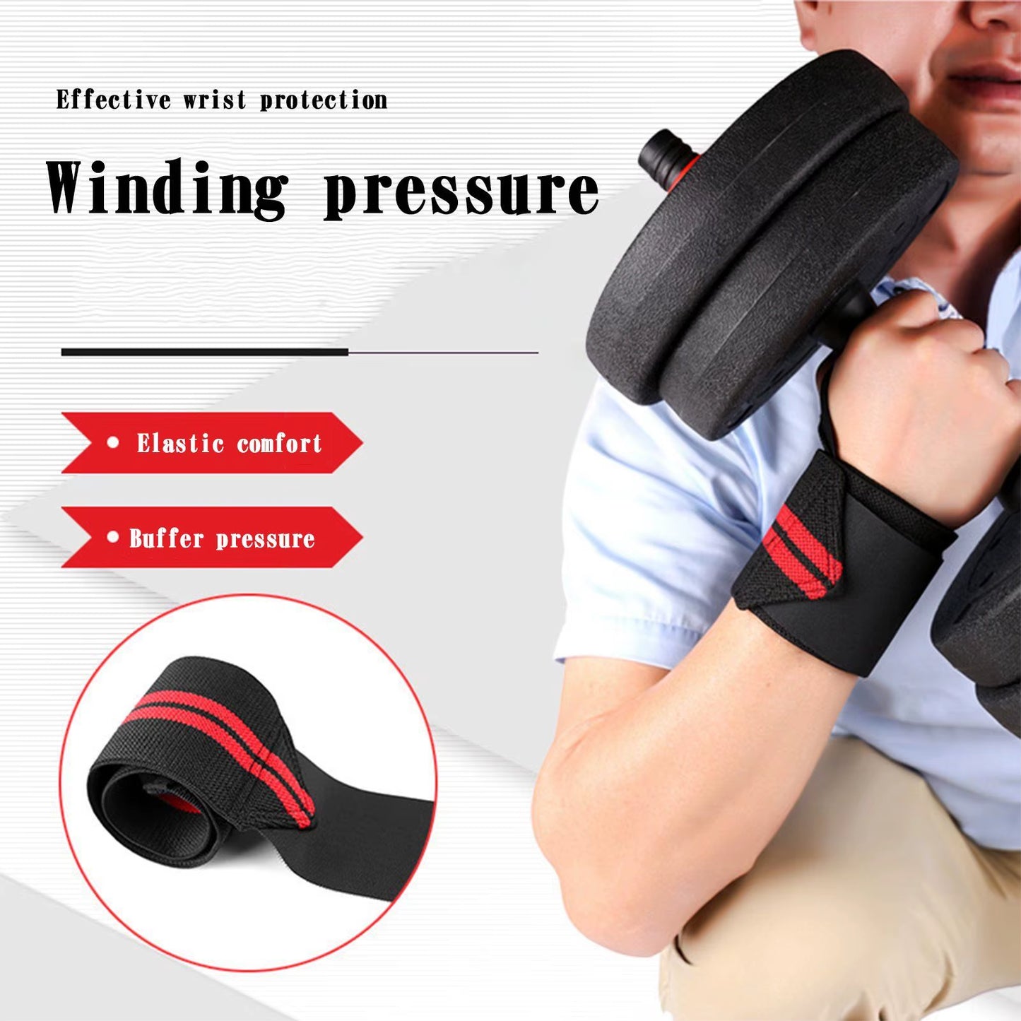 1PC Exercise Pressure Strap Elastic Wrist Wrist Pressure Weight Lifting Sports Wrist Bandage Wrap Wrist Guard against Sprain Men