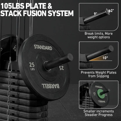 Multifunctional Home Gym System, Home Gym Station with 105LBS Weight Stack, All in One Workout Machine for Full Body Strength Training