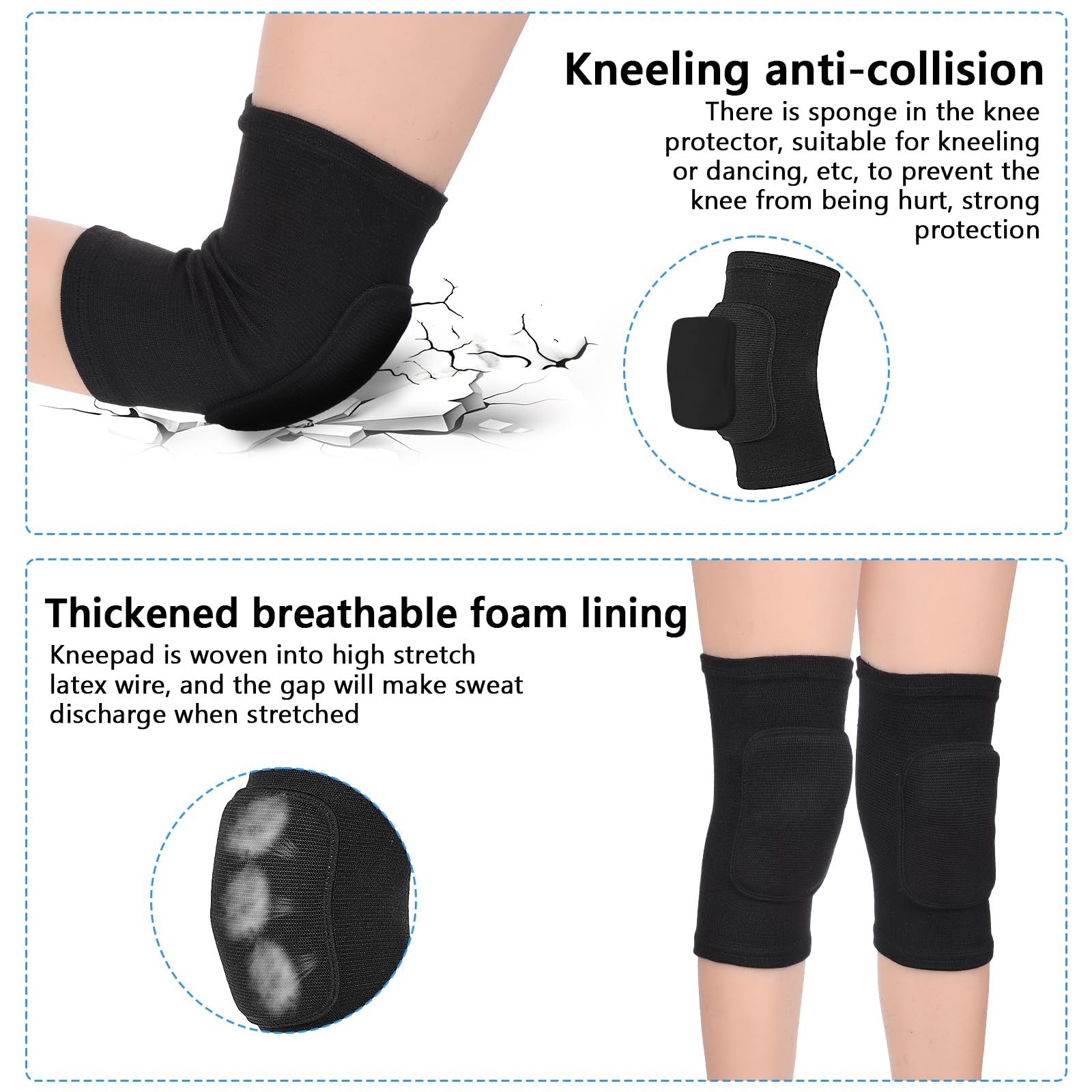 Breathable Knee Pads Elastic Knee Support Sleeves for Volleyball Dancing Yoga